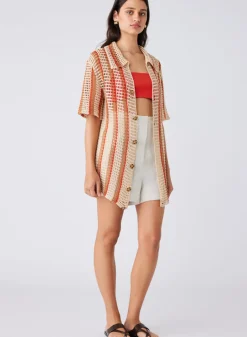 Esmaee Tops|Saint Tropez Shirt - Natural Stripe
