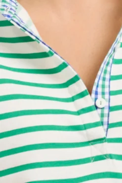 Est1971 Jumpers|Est 1971 Rugby Frill Collar Cotton Sweatshirt - Green Stripe