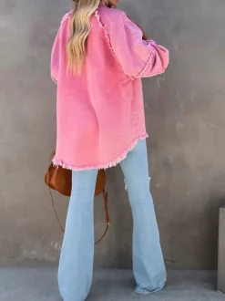 Eyes on Floyd Tops|Jackets & Coats|Trixie Shirt Denim Jacket - Pink