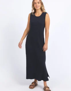 Foxwood Dresses|Pippa Rib Dress Navy - Dark Sapphire