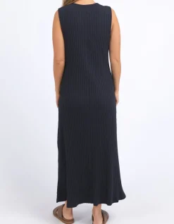 Foxwood Dresses|Pippa Rib Dress Navy - Dark Sapphire