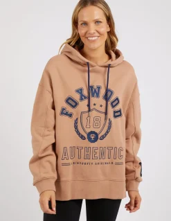 Foxwood Tops|Varsity Hoody - Latte