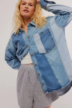 Free People Tops|Mountain Roads Shirt - Indigo Mixed