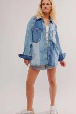 Free People Tops|Mountain Roads Shirt - Indigo Mixed