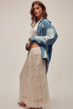 Free People Tops|Mountain Roads Shirt - Indigo Mixed