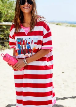 Hammill & Co Dresses|Hammill & Co Beach Sweat Dress - Red/White Stripe