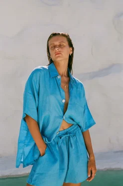 Hobo & Hatch Tops|Hobo & Hatch Breeze Shirt - Ocean