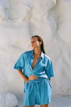 Hobo & Hatch Tops|Hobo & Hatch Breeze Shirt - Ocean