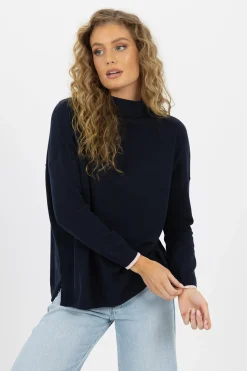 Humidity Tops|Knitwear|Heidi Knit Top - Navy
