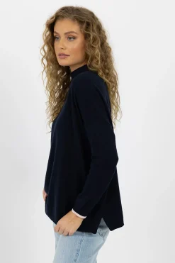 Humidity Tops|Knitwear|Heidi Knit Top - Navy
