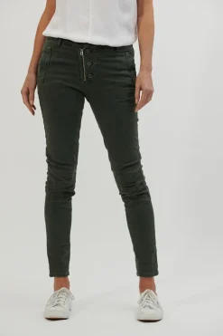 Italian Star Toggle Menu|Pants|Button Jean - Military