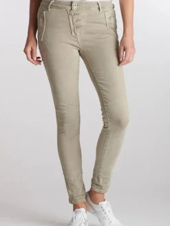 Italian Star Pants|Jeans|Button Jean - Beige