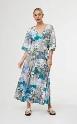 Kinney Dresses|Ellis Dress - Cyan Patchwork