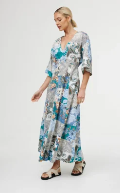 Kinney Dresses|Ellis Dress - Cyan Patchwork