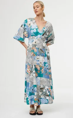 Kinney Dresses|Ellis Dress - Cyan Patchwork