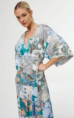 Kinney Dresses|Ellis Dress - Cyan Patchwork
