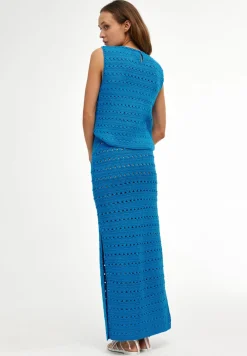 Kinney Tops|Knitwear|Laura Crochet Top - Blue