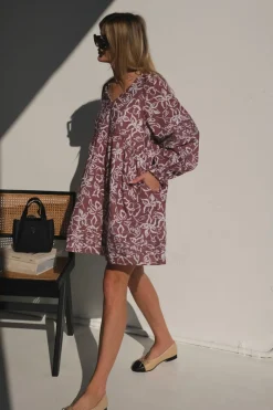 Lunar Fox Dresses|Stevie Linen Dress - Sangria