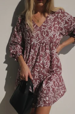 Lunar Fox Dresses|Stevie Linen Dress - Sangria