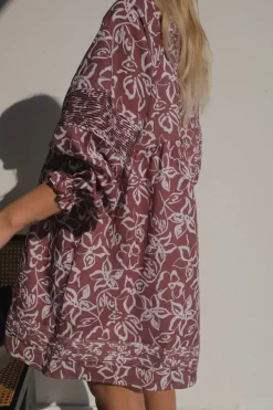 Lunar Fox Dresses|Stevie Linen Dress - Sangria