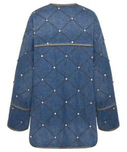 One Teaspoon Jackets & Coats|Bay Blue Quilted Crystal Studded Jacket