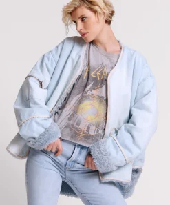 One Teaspoon Jackets & Coats|Blue Space Teddy Throwover Denim Jacket