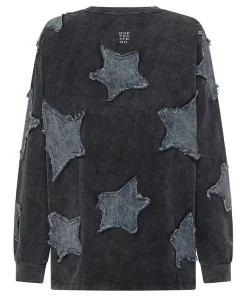 One Teaspoon Tops|Denim Star Boyfriend Longsleeve Tee - Black Acid