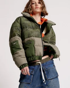One Teaspoon Jackets & Coats|Dirtee Love Camo Puffa Jacket - Khaki