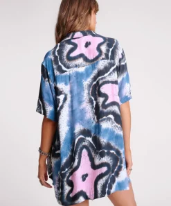 One Teaspoon Tops|Hand Painted Floral Short Sleeve Shirt - Multi