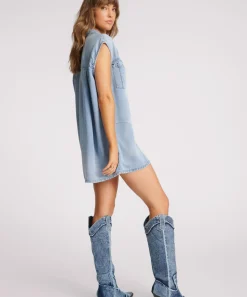 One Teaspoon Dresses|Tencel Shirt Dress - Soft Blue