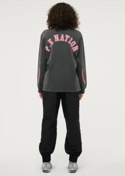 P.E Nation Tops|Phoenix Long Sleeve Tee - Washed Dark Shadow