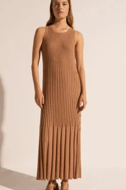Pol Dresses|Maui Ribbed Tanbk Dress- Toffee