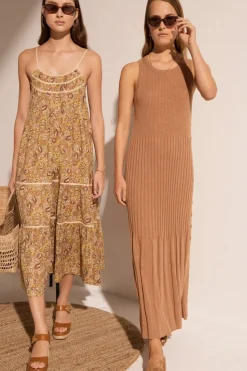 Pol Dresses|Maui Ribbed Tanbk Dress- Toffee