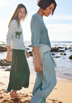 Pol Tops|Knitwear|Pier Knit Tee- Blue