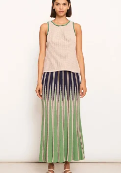 Pol Tops|Xander Crochet Tank - Pebble/Ink/Green