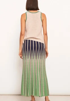 Pol Tops|Xander Crochet Tank - Pebble/Ink/Green