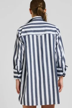 Shirty Clothing Tops|Shirty Andrea Oversized Boyfriend Shirt- Navy Stripe