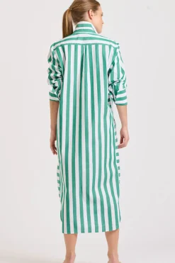 Shirty Clothing Dresses|Shirty Andrea Shirtdress- Green wide stripe