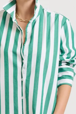 Shirty Clothing Dresses|Shirty Andrea Shirtdress- Green wide stripe