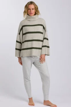 Talamaya Knitwear|Divine Rib Pullover - Loden Stripe