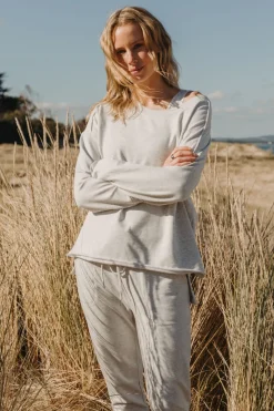 Talamaya Tops|Knitwear|Heavenly Fleece Windcheater - Silver Marle