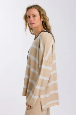Talamaya Tops|Knitwear|Hinterland Stripe Pullover - Sable Combo