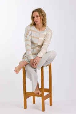 Talamaya Tops|Knitwear|Hinterland Stripe Pullover - Sawdust