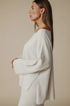 Talamaya Tops|Retreat Cotton Twist Pullover - Silver & Salt