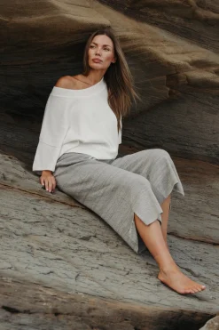 Talamaya Pants|Retreat Cotton Twist Pant - Dusty Olive & White