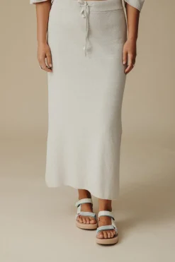Talamaya Skirts|Retreat Cotton Twist Skirt - Silver & White