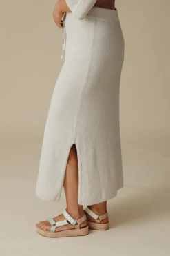 Talamaya Skirts|Retreat Cotton Twist Skirt - Silver & White