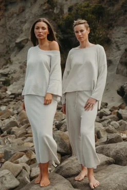 Talamaya Skirts|Retreat Cotton Twist Skirt - Silver & White
