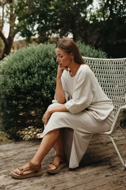 Talamaya Skirts|Retreat Cotton Twist Skirt - Silver & White