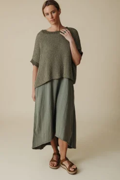 Talamaya Tops|Sunray Rib Crop Pullover - Dusty Olive